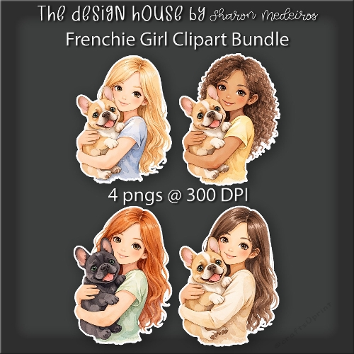 Frenchie Girl Clipart Collection