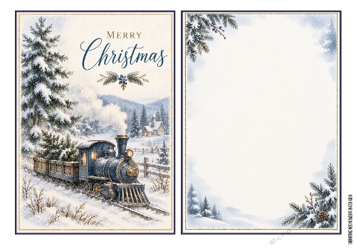 Blue Gold Christmas Vintage Quick cards 2