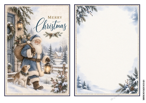 Blue Gold Christmas Vintage Quick cards 3