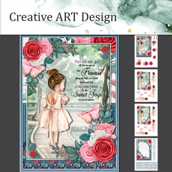 5x7 Floral Girl Card