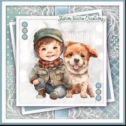 A cute lil boy and his dog 