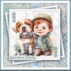 A cute lil boy and his dog two
