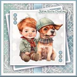 A cute lil boy and his dog three 