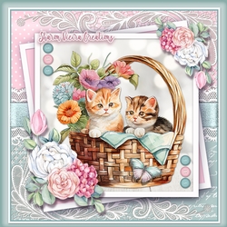 Just some cute cats in a basket KIT-Three