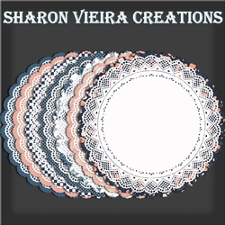 Navy and Coral doily 1