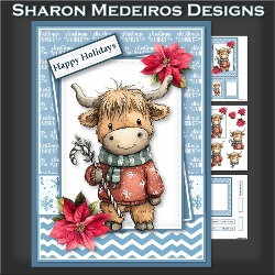 Christmas Highland cow three