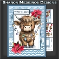 Christmas Highland cow four