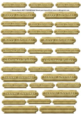 Gold Christmas Sentiment Sheet