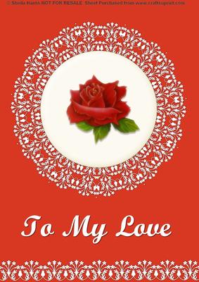 A4 Rose and Lace Valentine Card Front