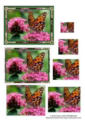 Butterfly and Pink Flower Pyramid Sheet