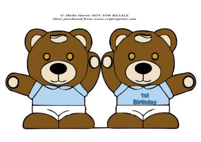 1st Birthday Bear Shaped Card