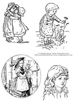 Pretty Little Girls Digital Stamping Sheet