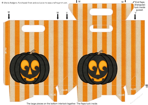 Gusset Sided Gift Bag - Halloween Pumpkin 1