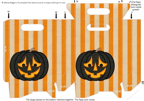 Gusset Sided Gift Bag - Halloween Pumpkin 2