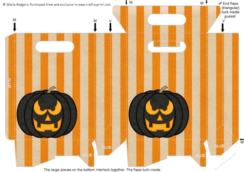 Gusset Sided Gift Bag - Halloween Pumpkin 3