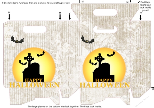 Gusset Sided Gift Bag - Grungy Halloween