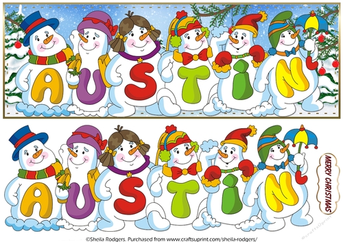 SNOWMEN NAMES LARGE DL - AUSTIN