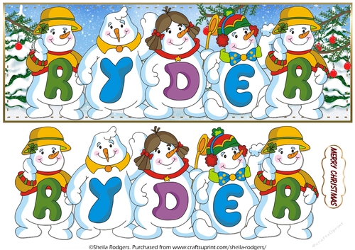 SNOWMEN NAMES LARGE DL - RYDER