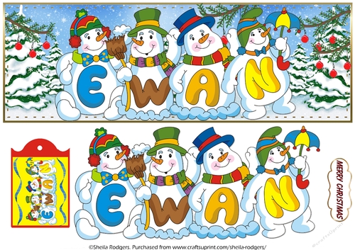SNOWMEN NAMES LARGE DL - EWAN