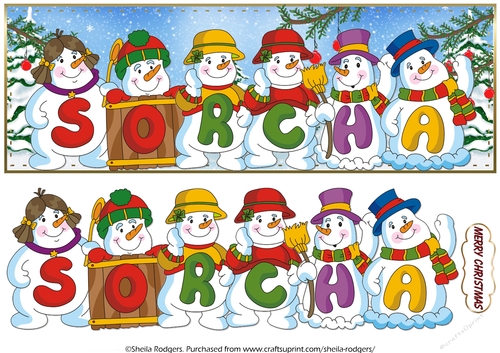 SNOWMEN NAMES LARGE DL - SORCHA
