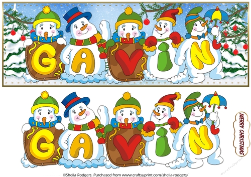 SNOWMEN NAMES LARGE DL - GAVIN