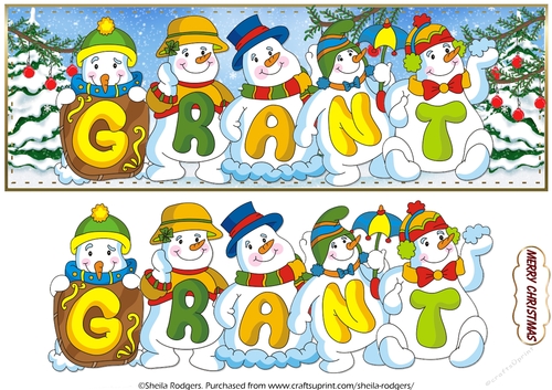 SNOWMEN NAMES LARGE DL - GRANT