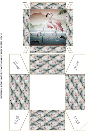 Gift Box - Hand Painted Flamingoes