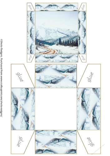 Gift Box - Hand Painted Winter Hills