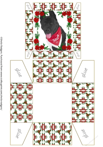 Gift Box - Christmas Dog and Poinsettia