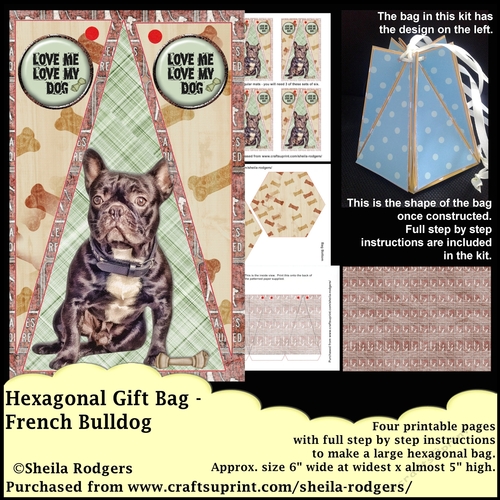 HEXAGONAL GIFT BAG - FRENCH BULLDOG