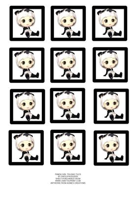 Panda Girl Tea Bag Tiles