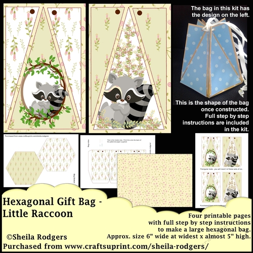 HEXAGONAL GIFT BAG - LITTLE RACCOONS