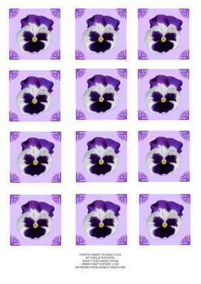 Purple Pansy Tea Bag Tiles