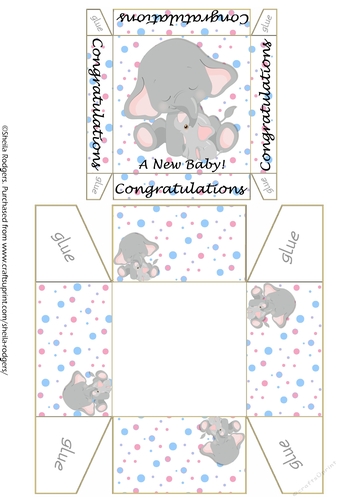 GIFT BOX - NEW BABY - ELEPHANTS