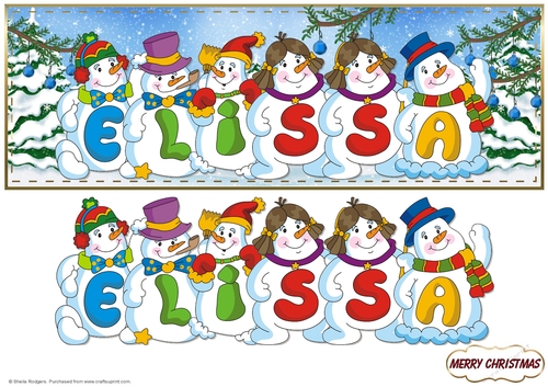 SNOWMEN NAMES LARGE DL - ELISSA