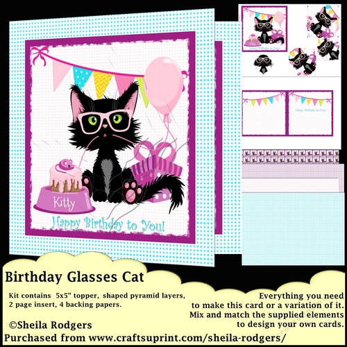 BIRTHDAY GLASSES CAT