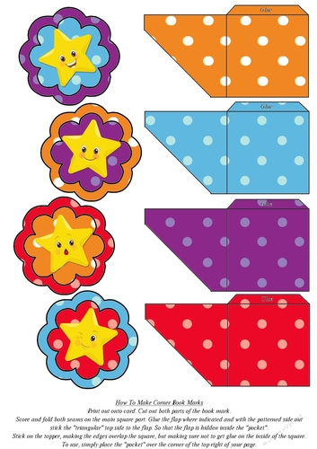 Corner Bookmarks - Set of 4 - Star Emoticons