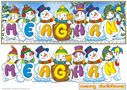 SNOWMEN NAMES LARGE DL - MEAGHAN