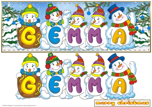 SNOWMEN NAMES LARGE DL - GEMMA