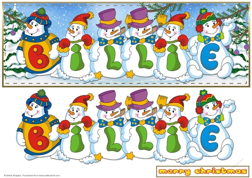 SNOWMEN NAMES LARGE DL - BILLIE