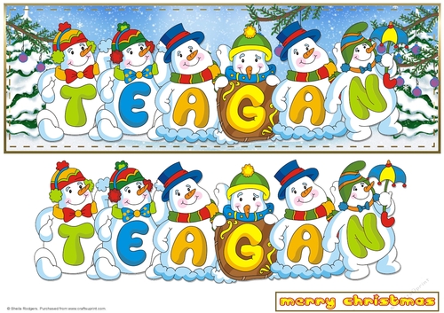 SNOWMEN NAMES LARGE DL - TEAGAN