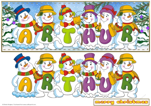 SNOWMEN NAMES LARGE DL - ARTHUR
