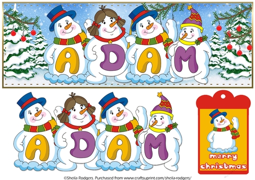 SNOWMEN NAMES LARGE DL - ADAM