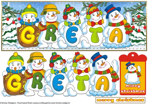 SNOWMEN NAMES LARGE DL - GRETA