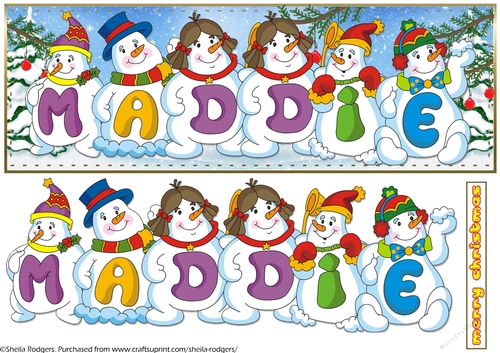 SNOWMEN NAMES LARGE DL - MADDIE