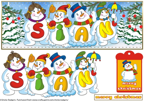 SNOWMEN NAMES LARGE DL - SIAN