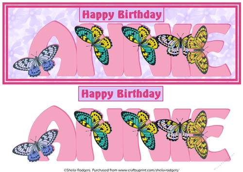 BUTTERFLY ALPHA NAMES - ANNIE