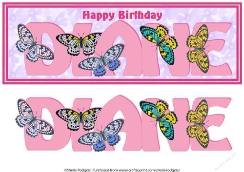 BUTTERFLY ALPHA NAMES - DIANE