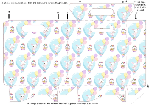 Gusset Sided Gift Bag - Easter Bunny Balloons