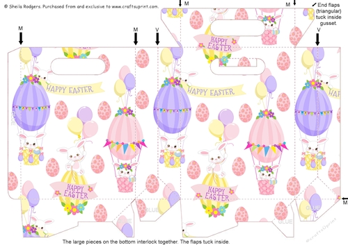 Gusset Sided Gift Bag - Easter Hot Air Balloons